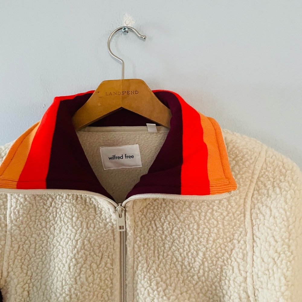 Aritzia Cream and Burgundy Teddy Jacket - Picture 3 of 6
